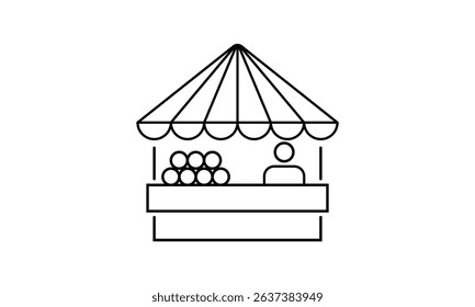 Farmer's market stall editable outline icon isolated on transparent background. Farmer's market stall icon, Farmer's market stall png, Farmer's market stall vector illustration.	
