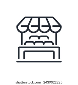 Farmer's market stall editable stroke outline icon isolated on white background flat vector illustration. Pixel perfect. 64 x 64