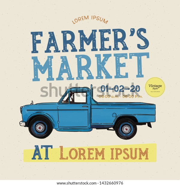 Farmers Market Themed Vintage Styled Vector Stock Vector (Royalty Free ...