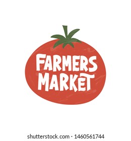 Farmers market tomato illustration with typography