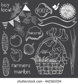 Farmer's market. Vector illustration hand-drawn isolated elements for design.