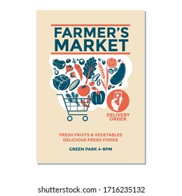 Farmer's Market Vector Illustration of Farmer's Pickup Truck for Poster Flyer Invitation