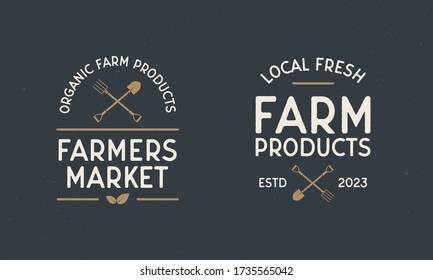 Farmers Market Vintage Labels Organic Food Stock Vector (Royalty Free ...