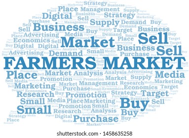 Farmers Market word cloud. Vector made with text only