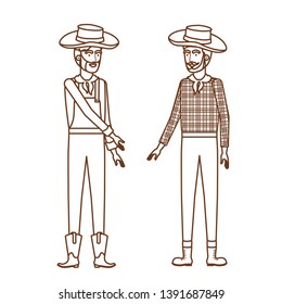 farmers men talking with straw hat