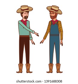 farmers men talking with straw hat