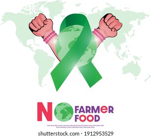 Farmers protest concepts: The human hand rises above No farmers, no food Advertisement design or Poster or Banner or Card Design. Vector illustration 