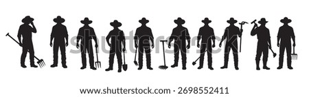farmers silhouette white background vector