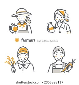 farmers simple avatar illustration set