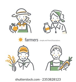 farmers simple avatar illustration set