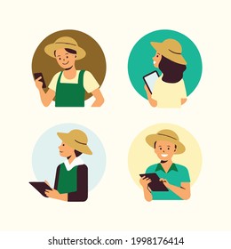 Farmers using agricultural technology vector