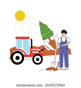 Farmers using machinery to harvest root vegetables