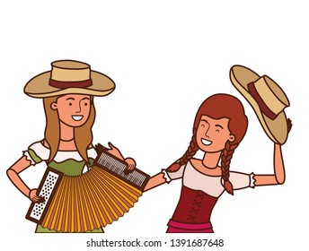 farmers women with musical instrument