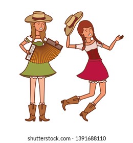 farmers women with musical instruments