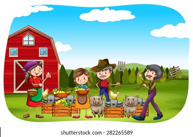 Farmers working in the field 