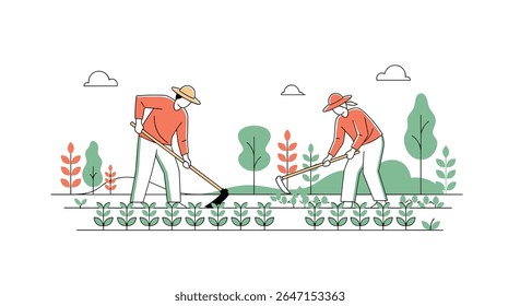 Farmers Working Hard in the Field Together