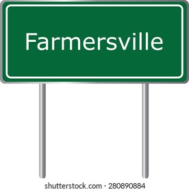Farmersville , California, road sign green vector illustration, road table, USA city