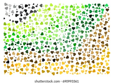 Farm/Field colors with green, dark green, brown, orange tones -abstract vector illustration background texture made of little hearts