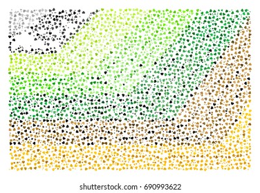 Farm/Field colors with green, dark green, brown, orange tones -abstract vector illustration background texture made of little hearts