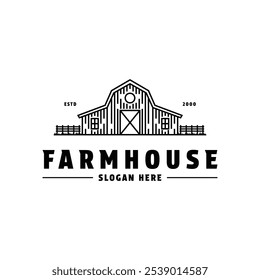 farmhouse barn warehouse logo design concept vintage retro style