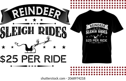 Farmhouse Christmas design. reindeer sleigh rides vector printable