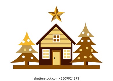 Ilustración vectorial de icono de árbol de Navidad de granja