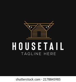 Farmhouse And Cocktail Logo Design Template With Line Art Style	
