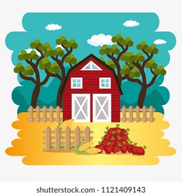farmhouse in the farm scene