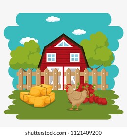 farmhouse in the farm scene