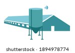Farmhouse with feed silo. Cattle farm or pig farm, poultry farm. Flat illustration. Vector graphics. Suitable for the design of articles on agriculture, banners and other promotional items