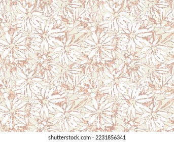 farmhouse flower motif pastel orange background. Hand painted earthy whimsical seamless pattern. Modern floral linen textile for spring summer home decor. Decorative scandi style nature all over print