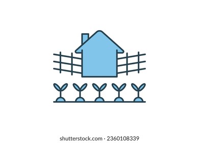 Farmhouse Icon. Icon related to Farming And Farm. Suitable for web site design, app, user interfaces. Flat line icon style. Simple vector design editable