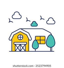 Icono de granja con fondo blanco Vector Ilustración de stock