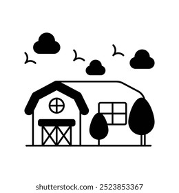 Icono de granja con fondo blanco Vector Ilustración de stock