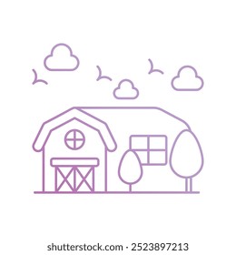 Icono de granja con fondo blanco Vector Ilustración de stock