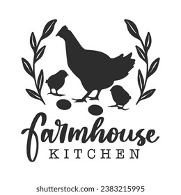 Farmhouse kitchen come gather around are taille - Vector illustration for housewarming posters, banners, Flyer, T-shirt Design