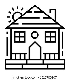 Farmhouse line vector icon 