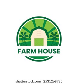 farmhouse logo design template, green plant