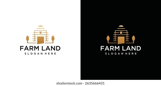 Farmhouse logotipo modelo ícone design .farm e símbolo de fazenda logotipo