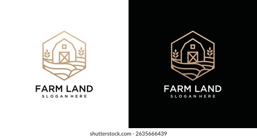 Farmhouse logotipo modelo ícone design .farm e símbolo de fazenda logotipo