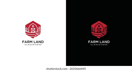 Farmhouse logotipo modelo ícone design .farm e símbolo de fazenda logotipo