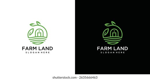 Farmhouse logotipo modelo ícone design .farm e símbolo de fazenda logotipo