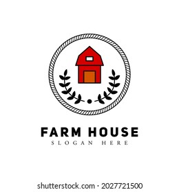 farmhouse logos. country house logo minimalist rope logo with leaves