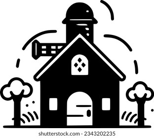 Farmhouse - Logotipo minimalista y plano - Ilustración vectorial