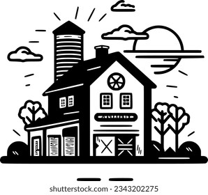 Farmhouse - Minimalist and Flat Logo - Vector illustration