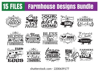 Farmhouse Quotes svg Bundle. Quotes about Farmhouse, Farmhouse cut files Bundle of 15 svg eps Files for Cutting Machines Cameo Cricut, Farmhouse Quotes svg