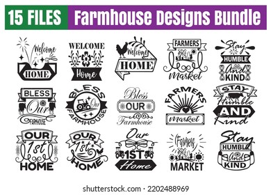 Farmhouse Quotes svg Bundle. Quotes about Farmhouse, Farmhouse cut files Bundle of 15 svg eps Files for Cutting Machines Cameo Cricut, Farmhouse Quotes
