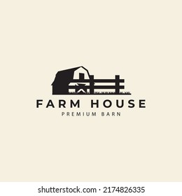 Farmhouse And Ranch In The Barn  Retro Style Logo Vector Icon Symbol Illustration Design