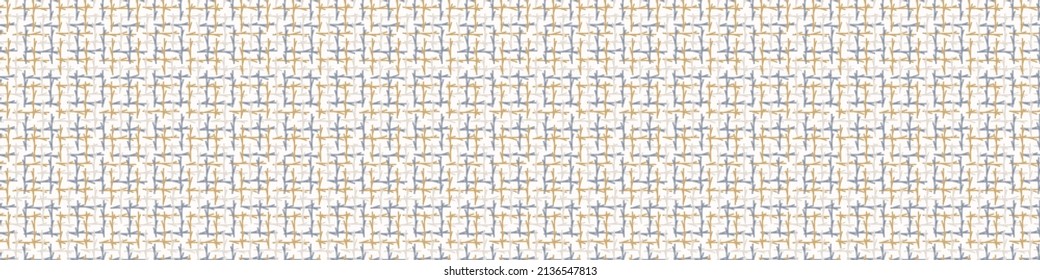 Farmhouse seamless check vector pattern border. Gingham baby color checker ribbon. Woven tweed all over print bordur. 
