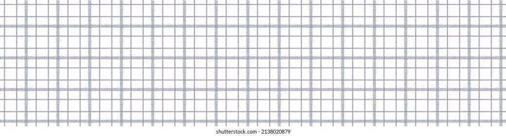 Farmhouse seamless check vector pattern border. Gingham baby color checker ribbon. Woven tweed all over print bordur. 